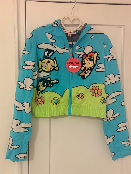 Dolls Kill Tops - NWT - DOLLS KILL X THE POWERPUFF GIRLS SIGNAL IN THE SKY ZIP-UP HOODIE - XL